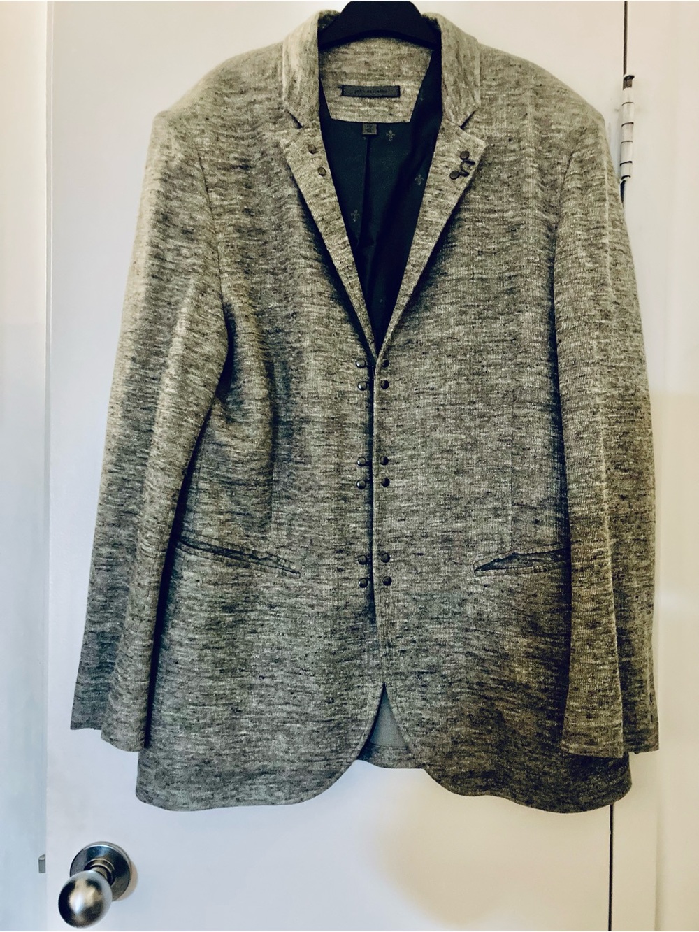 John Varvatos Wallace Hook Closure  Grey Summer Blazer Jacket 50 EU 40 US